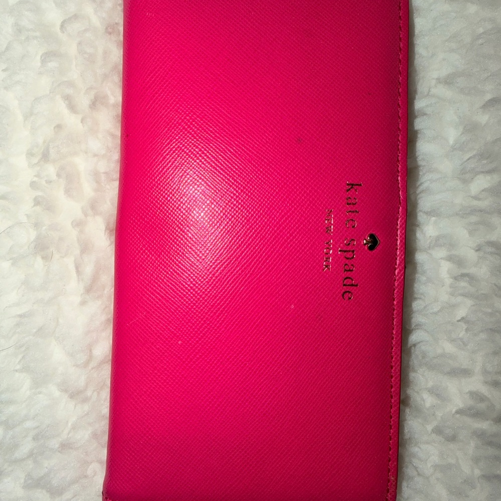 kate spade Bright Pink Saffiano Leather Continental Wallet